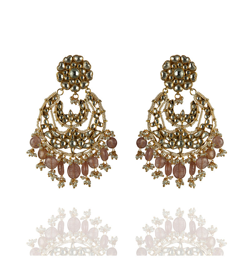 pastel pink colored pearl studded chaanbalis