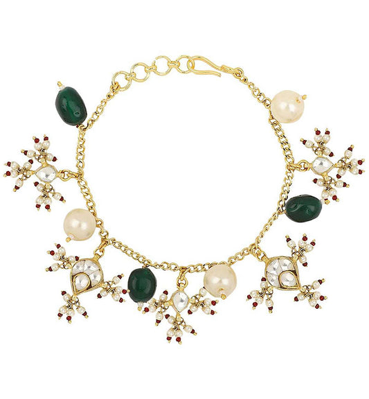 Big Jadtar and  multicolored pearls Bracelets