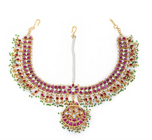 PINK AND GREEN JADTAR MATHA PATTI