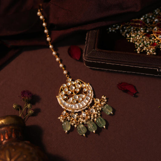 Bridal Chand Tikka With Its Unique Jade Shade  And Intricate Mesmerizing Details