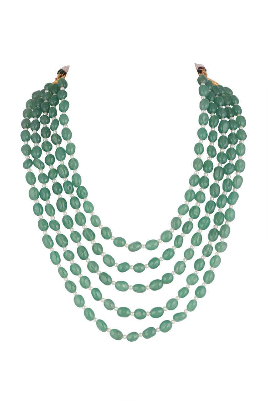 5 STRING SEA GREEN NECKLACE