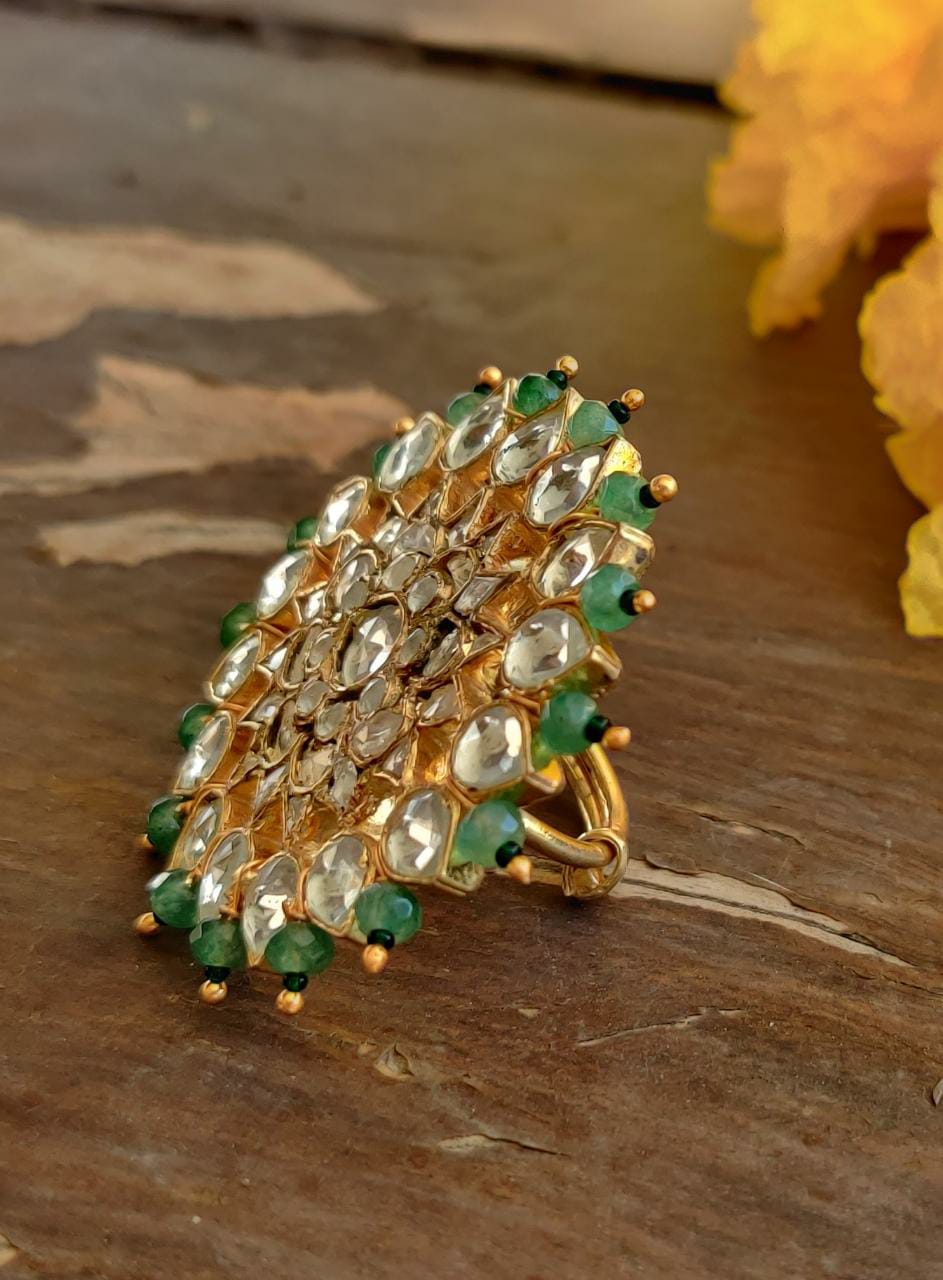pastel sea green jadtar ring